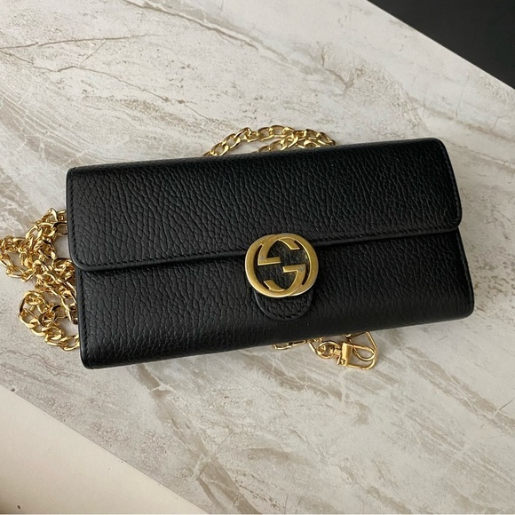 GUCCI GG Interlocking Long Wallet-Crossbody Bag Black - Picture 4 of 15